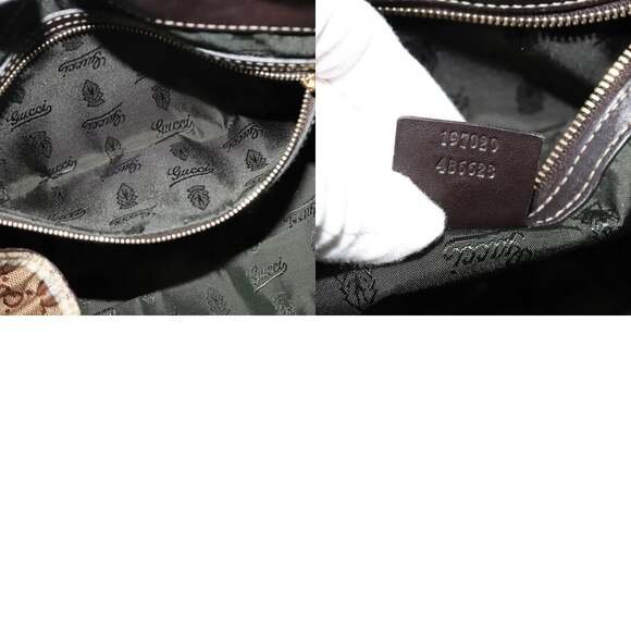 GUCCI GG Crystal Hand Bag Coated Canvas Brown Gold - Picture 12 of 12